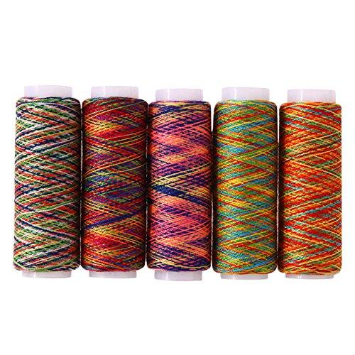 Carretes de hilo de coser multicolores de Demiawaking, hilo apto tanto para coser a mano como a máquina, 5 unidades