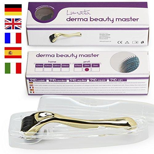 Lunata (Upgrade 2019) Dermaroller 1mm (540 agujas de acero inoxidable), Derma Roller, Dispositivo Médico Clase I, con Marcado CE