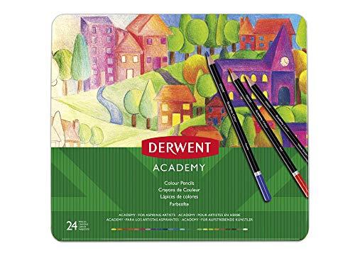 DERWENT 2301938 - Caja metálica 24 lápices de colores (madera natural)