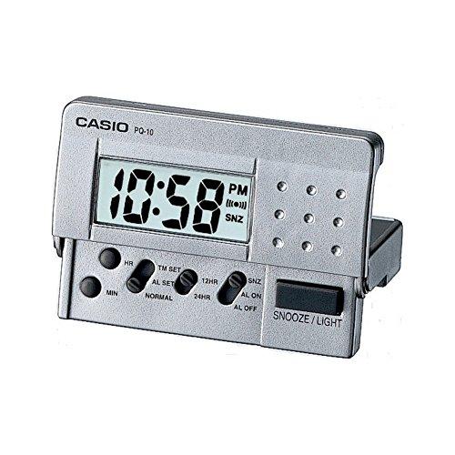 Despertador CASIO PQ-10D-8R - Despertador Digital de viaje con luz y repetición. Color gris