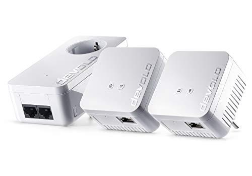 Devolo dLAN 550 WiFi Network Kit PLC - Adaptadores de red Powerline (500 Mbps, 3 x Powerline adaptadores, 1 x puerto LAN, enchufe WiFi, amplificador de señal WiFi, mejorar WiFi, WiFi Move), blanco