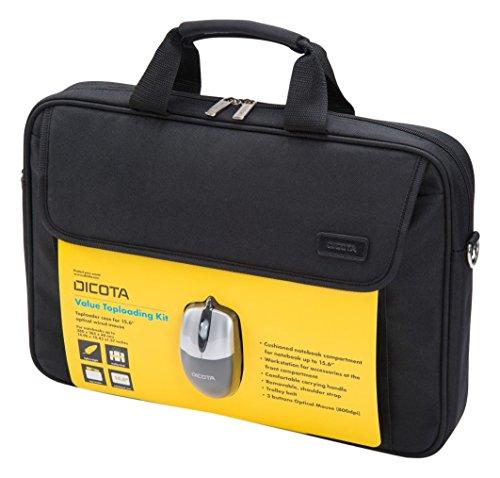 Dicota Value Toploading Kit 39,6 cm (15.6") Bandolera Negro - Funda (Bandolera, 39,6 cm (15.6"), Tirante para hombro, 500 g, Negro)