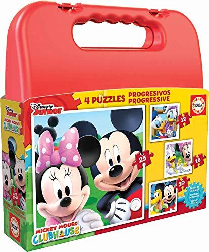 Educa Borras - Maleta Puzzles Progresivos Mickey Mouse, 12-16-20-25 (16505)