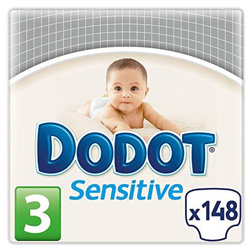 Dodot Sensitive - Pañales para bebés, talla 3 (5 - 10 kg), 2 packs de 74, 148 pañales