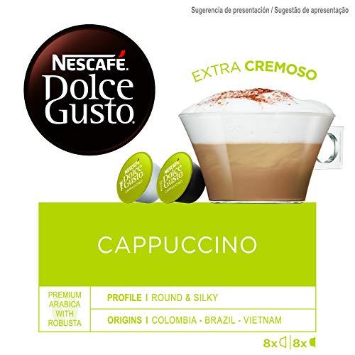 NESCAFÉ Dolce Gusto Café Cappuccino, Pack de 3 x 16 Cápsulas - Total: 48 Cápsulas de Café