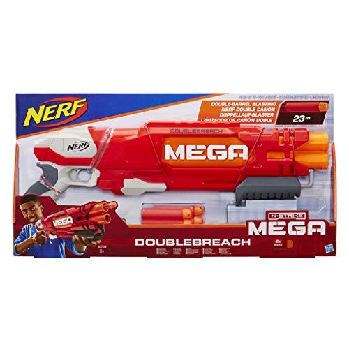 Nerf Ner Mega Doublebreach Pistola Lanza Dardos, Color Gris, Naranja, Rojo, 55 cm (Hasbro B9789EU4)