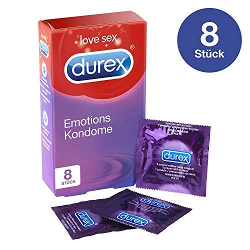 Condones Durex Emotions - Condones delicados con lubricación adicional para una sensación sedosa durante el sexo - 1 paquete (1 x 8 piezas)