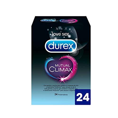 Durex Preservativos Climax Mutuo con Puntos y Estrias para Estimular el Orgasmo de Ella y Efecto Retardante para Retrasar el de él - 24 Condones