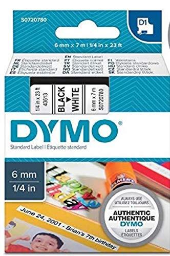 DYMO D1 - Etiquetas Auténticas, Impresión Negra sobre Fondo Blanco, 6 mm × 7 m, Autoadhesivas para Impresoras de Etiquetas LabelManager