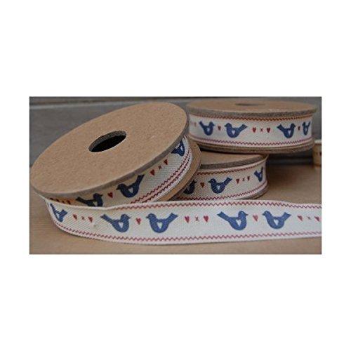 East of India Blue Birds and Hearts Ribbon x 3 metres by East of India