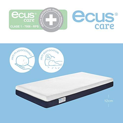 Ecus Kids CARE120060 Colchón de Cuna 120 x 60 Ecus Care es el Colchón de Cuna para Bebé Antiasfixia que Ayuda a Prevenir la Plagiocefalia