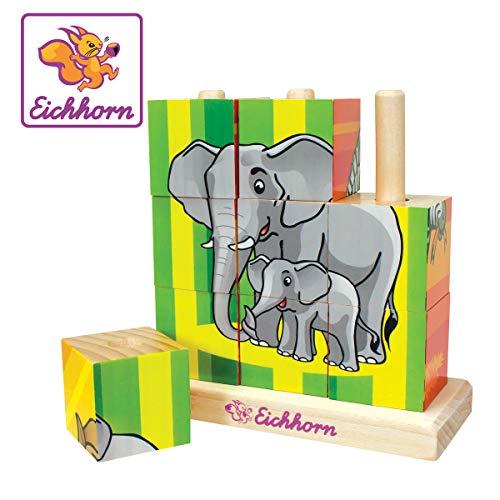 Eichhorn 100003623 - Rompecabezas de Madera Picture Cube, 9 Cubos (Simba Dickie)