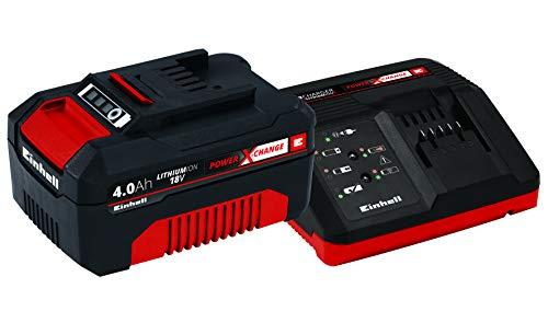 Einhell Kit con Cargador y batería de repuesto de 18 V, 4 Ah, 0 W, 21 V, Negro, Rojo, 4.0, Tiempo de Carga: 60 Minutos (ref. 4512042)