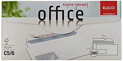 ELCO Office - Sobres (DIN, alargados, 80 g/m² certificado FSC, con cierre adhesivo y ventana, 90 x 45, caja de 200 unidades), color blanco