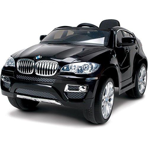 RIRICAR BMW X6 Black, Los niños del coche, los niños del coche eléctrico, coche niños, con asiento de cuero cosido, 2x motor, batería de 12 V, 2,4 GHz Bluetooth mando a distancia, arranque progresivo