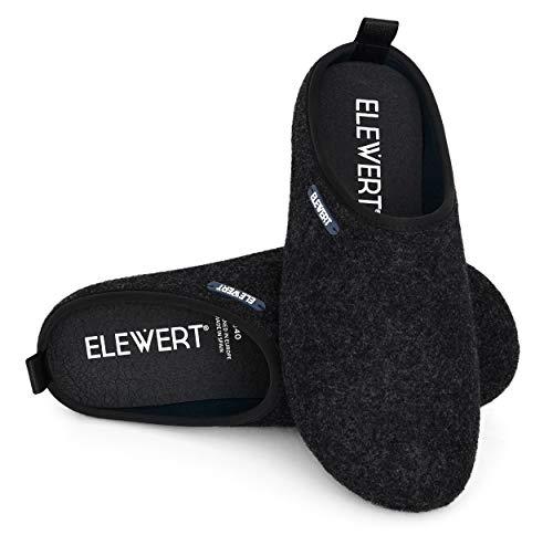 ELEWERT® - NATURAL-W1BLACK- Zapatillas para casa, Confort, Unisex, Interior, Exterior, Suela de Caucho, Plantilla extraíble reciclada, Designed IN Europe, Made IN Spain. Talla 45