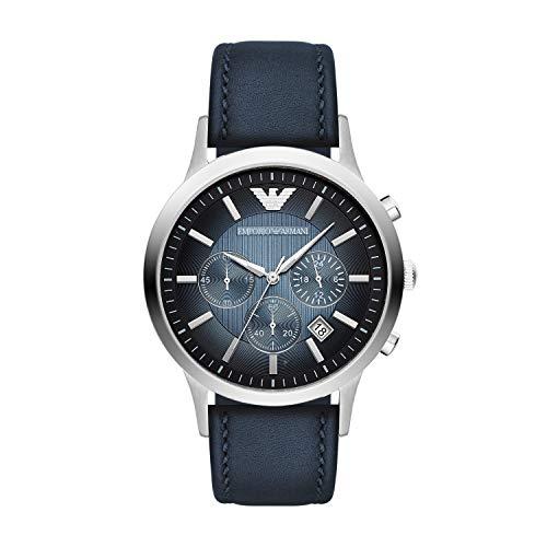 Emporio Armani AR2473 - Reloj de Cuarzo para Hombre, con Correa de Cuero, Color Azul
