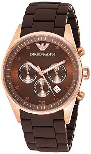 Emporio Armani AR5890 - Reloj cronógrafo de cuarzo unisex con correa de caucho, color marrón
