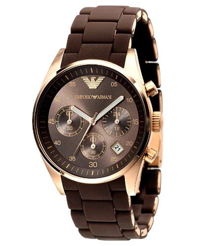 Emporio Armani Sportivo AR5891 - Reloj cronógrafo de cuarzo para mujer, correa de acero inoxidable color Marrón