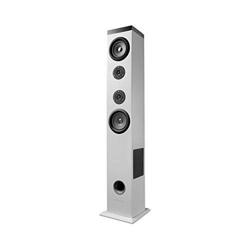 Energy Tower 5 Torre de sonido con Bluetooth y mando a distancia (60 W, Panel Táctil, USB/SD y Radio FM) - Blanco