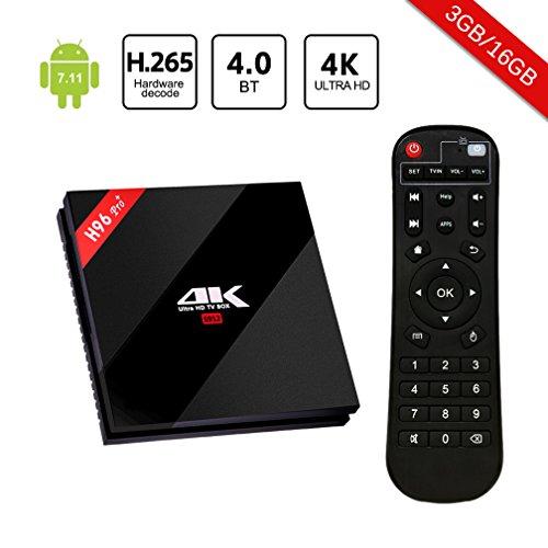 ESTGOUK H96 Pro+ Android 7.1 TV Box Amlogic S912 Octa-core 64 Bits 3GB RAM+16GB ROM 4K Ultra HD 3D 2.4G/5.0G Dual-WiFi 1000M LAN Bluetooth 4.1 Smart TV Box