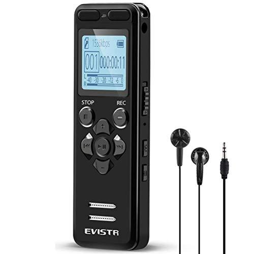 Grabadora de voz digital EVISTR de 16 gb para conferencias - Dispositivos de grabación portátiles Grabadoras activadas por voz con reproducción, contraseña