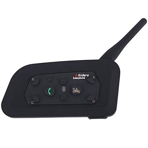 Excelvan V6 Pro Auriculares Intercomunicador Bluetooth para Casco de Motocicleta Moto Intercom Headset 1200M, (Intercomunicacion Entre 6 Motociclistas, Enchufe de EU BT)