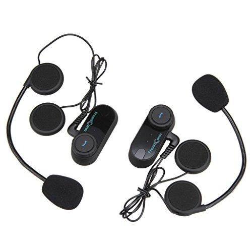 Excelvan FDC02 - 2×Auriculares Intercomunicador Bluetooth de casco de motocicleta Moto Intercom Headset 800M, (Soporta FM Radio)