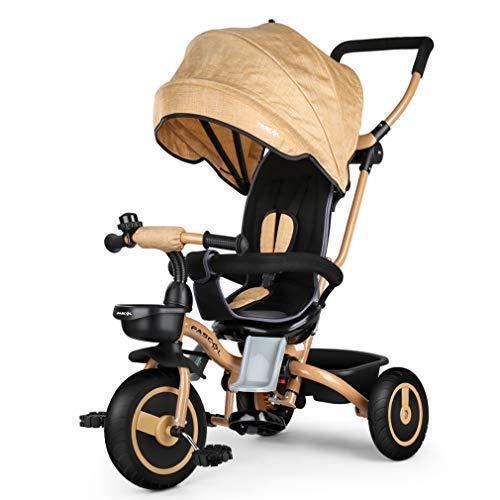 Fascol Triciclo Bebé Plegable 4 en 1 Trike Bicicleta para Niños de 6 Meses a 5 Años Máx 30 kg (Dorado)