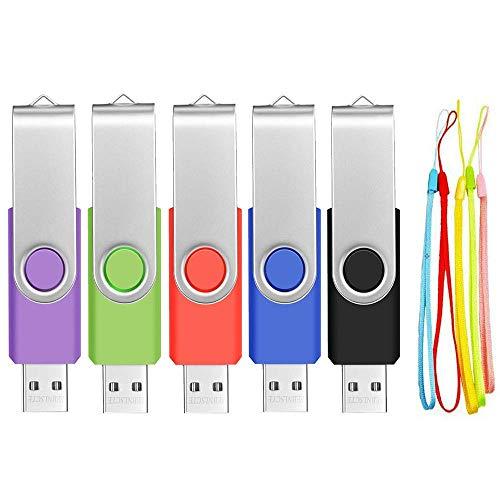 5 Piezas Memorias USB 8GB Pendrive Diseño Giratorio USB 2.0 Flash Drive 8 GB Almacenamiento Externo Pen Drive con Cordones (5 Colores Mezclados: Azul Negro Rojo Verde Violeta) by FEBNISCTE