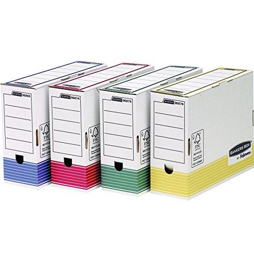 Fellowes Bankers Box - Caja de almacenaje (A4, lomo de 100 mm, 12 unidades), multicolor