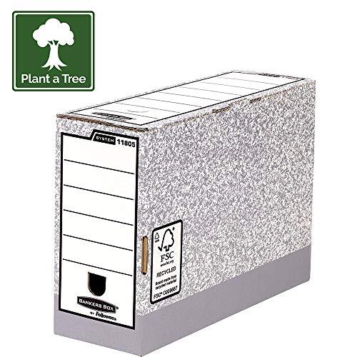 Bankers Box 11805 - Caja de archivo definitivo automático, folio, lomo 120 mm, gris jaspeado