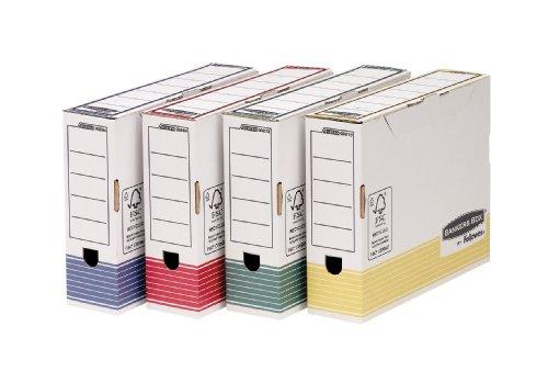 Fellowes Bankers Box - Caja de almacenaje (A4, lomo de 80 mm, 12 unidades), multicolor