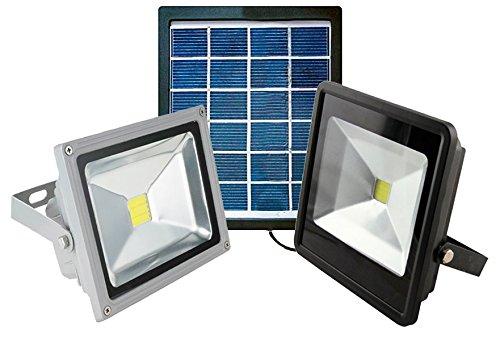 FG - Foco LED con panel solar para iluminación externa, con batería integrada de 2000 mAh (4 LED, 2 W, 5 V)