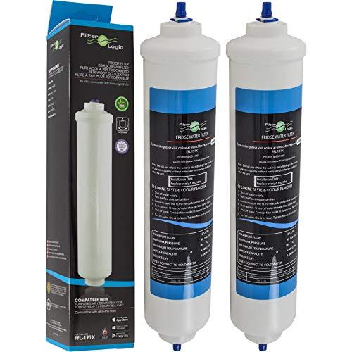 2 x Filtros de agua externo universal para frigoríficos americano Samsung / LG / Haier / Whirlpool / Bosch / Siemens / Daewoo