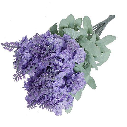 BestMall - Ramo de flores de lavanda de seda para decorar la casa o el jardín (1 ramo con 10 cabezas)