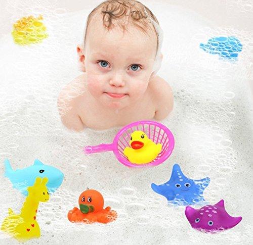 10 piezas de juguete de baño flotante, juguetes de baño para bebés, pequeños animales flotantes de Squirters de baño, bañera de niños piscina flotador de caucho Squeeze Sound Play Toys (color aleatorio)