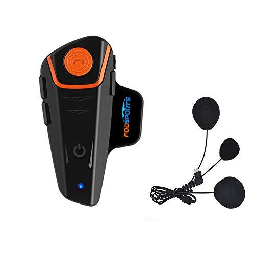 Fodsports BT-S2 Casco de Motocicleta con micrófono Impermeable Bluetooth Sistema de comunicación con 1000 m, GPS, Radio FM, Reproductor MP3, dúplex Completo, Manos Libres (1 Piece of Soft Cable)