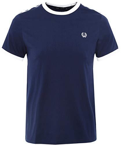 Fred Perry Taped Ringer Camiseta, Azul (Carbon Blue), M para Hombre