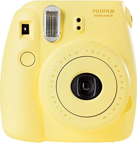 Fujifilm Instax Mini 8 - Cámara analógica instantánea (flash, velocidad de obturación fija de 1/60 s), color amarillo