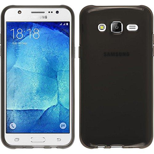 PhoneNatic Funda de Silicona para Samsung Galaxy J5 (2015 - J500) - Transparente Negro - Cover Cubierta + Protector de Pantalla