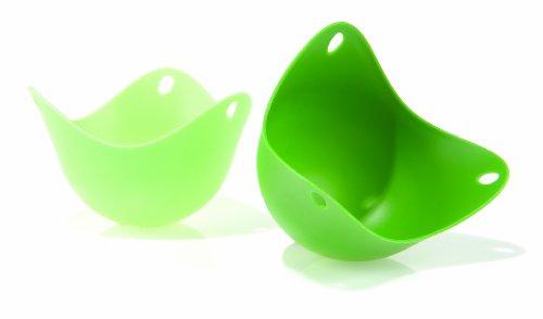 poachpod Fusion Brands Recipientes para pochar Huevos (Silicona, 2 Unidades), Color Verde