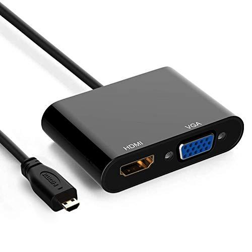 GANA Micro HDMI a VGA Adaptador, 1080P Micro HDMI to Adapter con Audio 3,5mm para Teléfonos Inteligentes, Tabletas, Cámaras Gopro, Videocámara ect