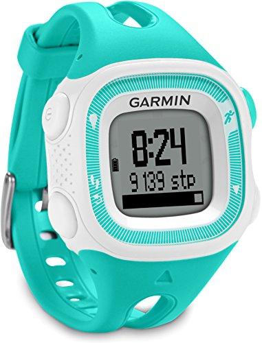 Garmin Forerunner 15 HRM -  Reloj deportivo con GPS y monitor de actividad con monitor de frecuencia cardiaca, color verde azulado y blanco, talla S