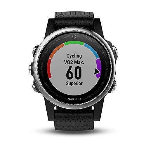 Garmin Fenix 5S - Reloj multideporte, con GPS y medidor de frecuencia cardiaca, lente de cristal y bisel de acero inoxidable, 42 mm, Plata/Negro