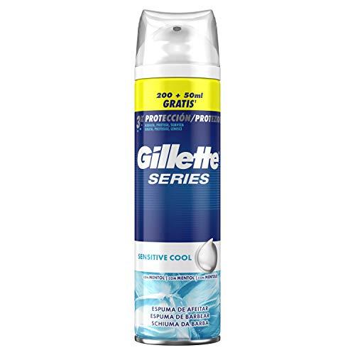 Gillette Series Cool Espuma de Afeitado, formulada con mentol y apta para pieles sensibles, 250 ml
