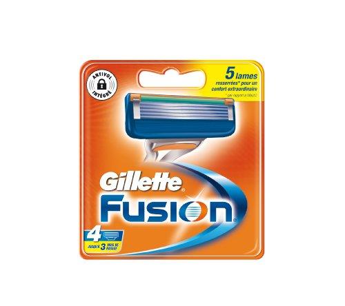 Gillette Fusion - Recambios para cuchillas de afeitar (testados dermatológicamente, 4 unidades)