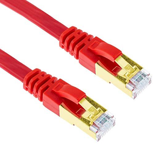 G-Shield Cat7 Cable de Conexión a Red Plano Gigabit Ethernet 10Gbps 600Mhz LAN RJ45, 1,5m, Rojo