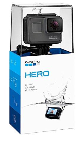 GoPro Hero (2018) - Videocámara de acción (10 MP, vídeo 1080p, resistente y sumergible hasta 10m sin carcasa, pantalla táctil de 2", control por voz, Wi-Fi/Bluetooth), color negro