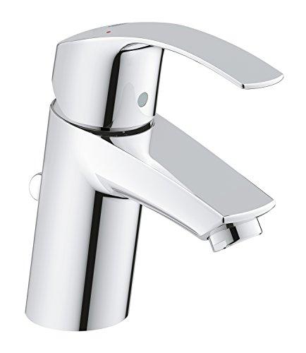 Grohe Eurosmart - Grifo de lavabo, con vaciador automático, caño estándar, con limitador ecológico de caudal y temperatura (Ref. 32926002)